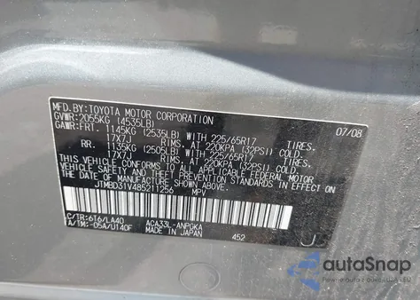 2008 Toyota Rav4 Limited z USA, uszkodzony, nr VIN JTMBD31V485211256